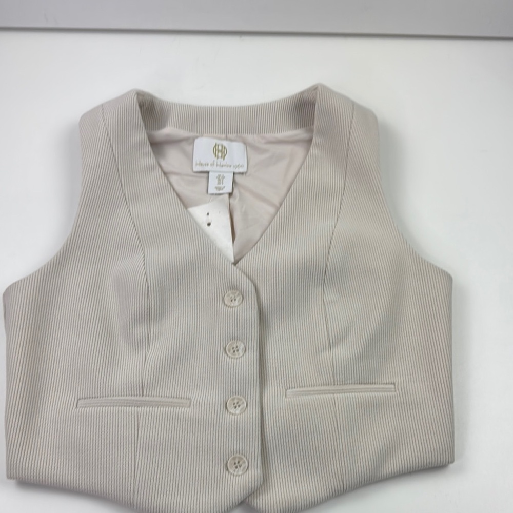 NWT House of Harlow 1960 Women's Button Down Cream Vest - Picture 3 of 8